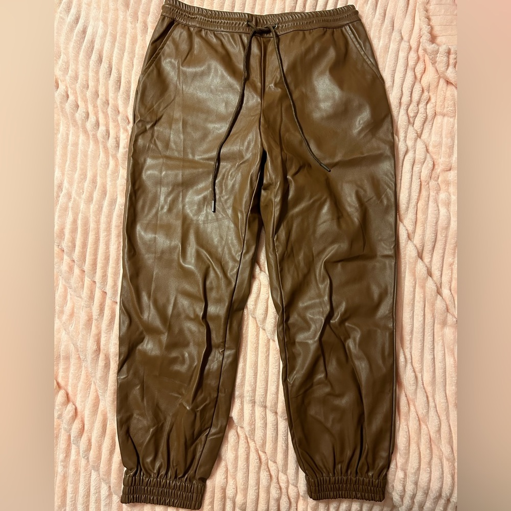 Faux Leather Joggers